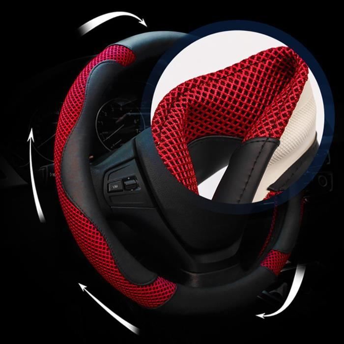 Garosa couverture de volant Poignée de volant de voiture en fibre de  carbone motif segmenté antidérapant housse moto volant Rouge - Cdiscount  Auto