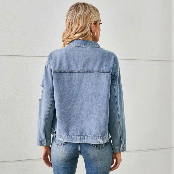 Veste En Jean Femme Printemps Et Automne Regular Fit Casual