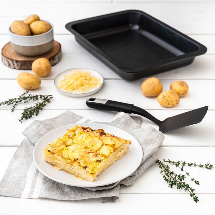 Zenker 7291 Plat à Four Émaillé 33x25 Cm - Plat à Gratin Rôti Noir Acier Email Résistant