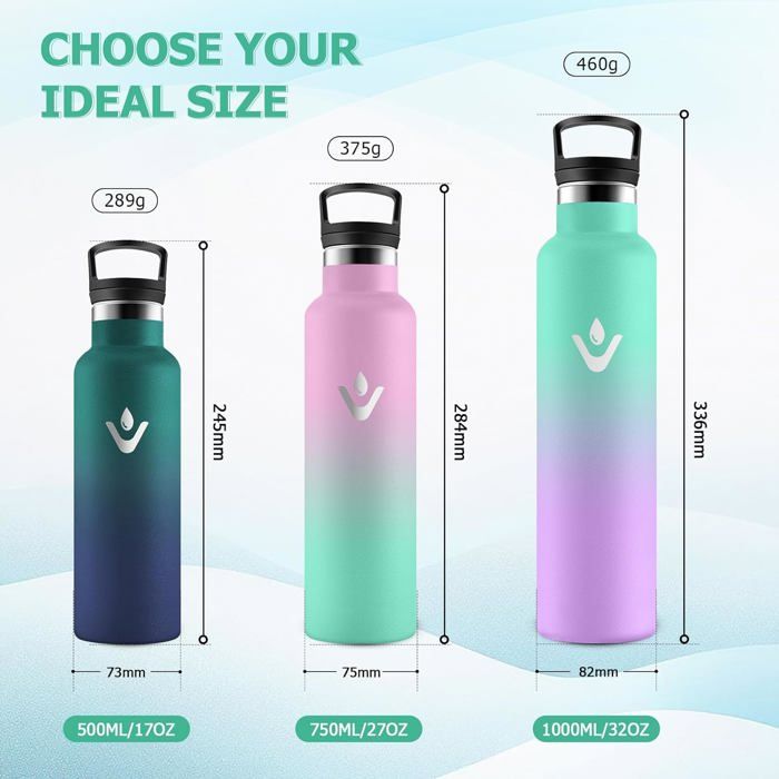 JAPORIA Gourde Isotherme 1L, Gourde avec Paille, Bouteille Double Paroi, Sans BPA, Étanche, Réutilisable, Bouteille Isotherme pour École, Cyclisme, Bureau, Extérieur et Camping