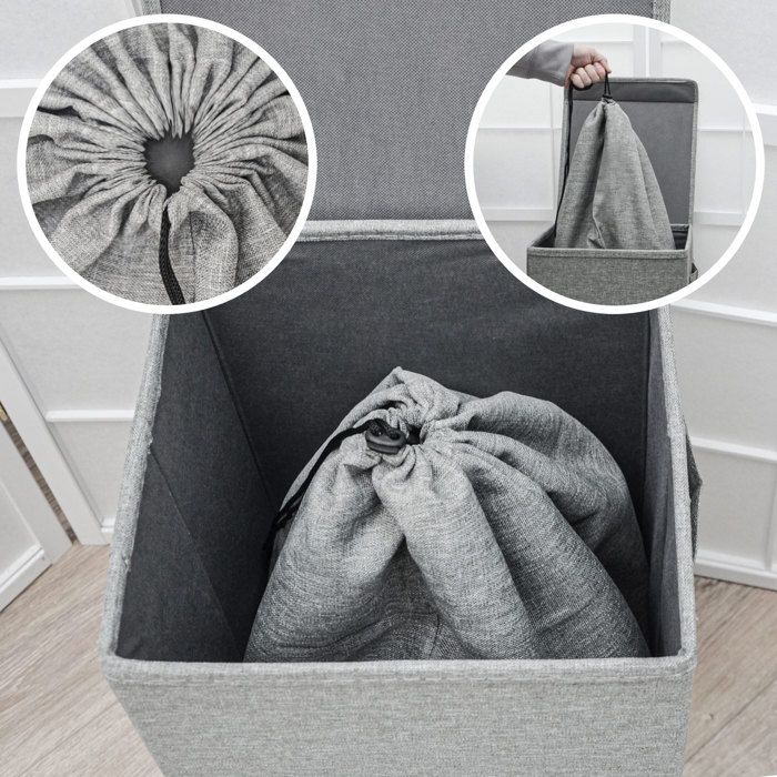 2 Pcs Sac Linge Sale Voyage, 60 X 80cm 100L Étanche à L'eau Sac Linge Sale Pliable Avec Cordon De Serrage, Sac à Linge Sac De Rangement Pour Panier Linge Camping Dortoir
