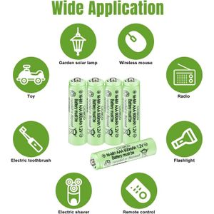 Lot De 10 Piles Solaires Rechargeables AA/LR6 800mAh Ni-MH - Pour Lampes Solaires Lights4fun & Autres