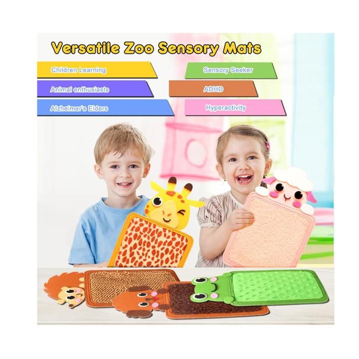 Tapis sensoriel pour enfants autistes : 8 pièces animaux du zoo