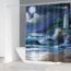 Ocean Phare Paysage de rideau de douche Set salle de bain Tapis tissu imperméable 180 cm
