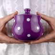 City to Cottage | Sucrier Pot de sucre | violet à pois blancs en céramique avec couvercle fait et peint à la main-0
