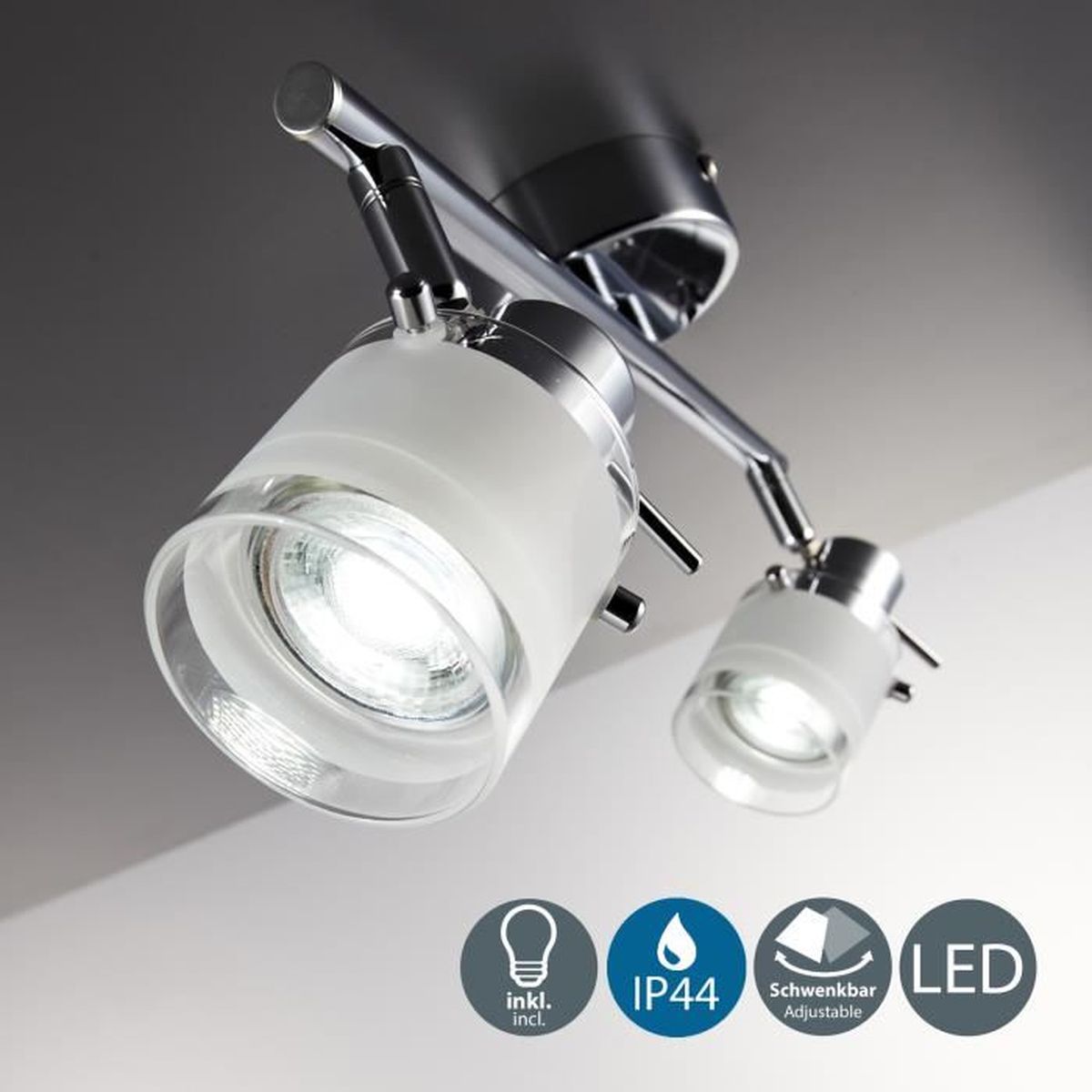 Plafonnier Salle De Bain Led Eclairage Lampe Plafond Sdb Metal