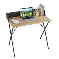 EUGAD Table de bureau table informatique en MDF et métal 90x50x73cm Chêne Clair