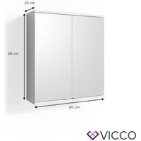 Armoire de toilette VICCO ROY Miroir blanc 60 x 68 cm Miroir de salle de bain Miroir mural de salle de bain