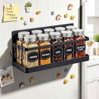 Étagère Magnétique Frigo 2 Pièces - Organisateur Côté Réfrigérateur - Range épices, économie D'espace Noir