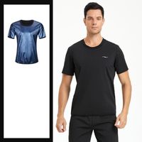 T-shirt de Sudation Homme Col rond Manches courtes Elastiqué Fitness Musculation Brûler des graisses Suer plus Cycle de chaleur