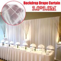 Toile de fond - Scène - Rideau - Tissu blanc 3x3M - Décoration mariage party