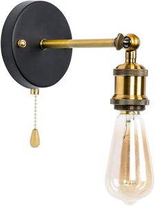 APPLIQUE  Applique Murale Intérieur Industrielle Avec Interrupteur À Tirette Finition De Laiton Lampe Murale Vintage Edison Éclairage
