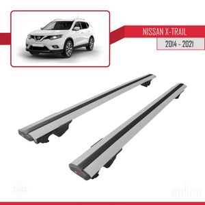 BARRES DE TOIT Compatible avec Nissan X-Trail (T32) 2014-2021 HOOK Barres de Toit Railing Porte-Bagages de voiture Avec verrouillable Alu GRIS