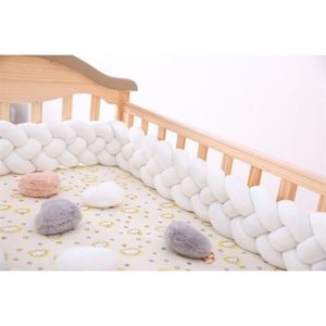 TOUR DE LIT BÉBÉ  Tour de Lit Bébé Coussin Serpent Tressé Pare-chocs Velours Berceau Pare-chocs-Blanc-AS-20（200cm)