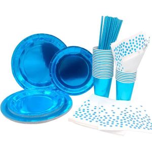 Maxi pack vaisselle jetable bleu nuit et argent, 41 pièces : 10