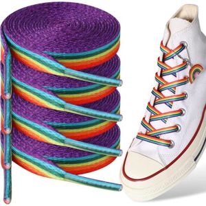 LACET  Lot de 2 paires de lacets multicolores - 140 cm - Plats - Pour accessoires Pride, accessoires Lgbtq - Lacets de chaussures.[G3626]