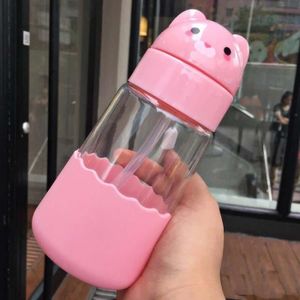 BIBERON  Biberons en verre de 320ML pour bébés - Rose - Sans BPA - Anti-coliques - Avec paille