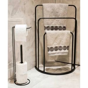 PORTE SERVIETTE Bathroom Solutions Porte-serviettes debout 49,5x75 cm Métal Noir 442472