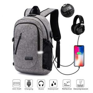 Elsegeod Sac à dos de voyage antivol à coque rigide étanche pour ordinateur  portable 17 pouces avec port de charge USB Sac à dos d'affaires pour hommes  femmes College School,gray : 