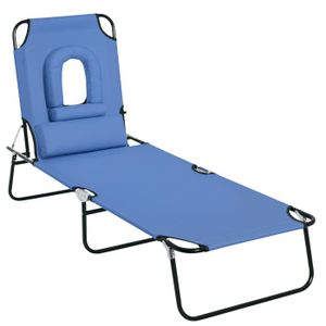 CHAISE LONGUE Outsunny Bain de Soleil Pliable transat inclinable