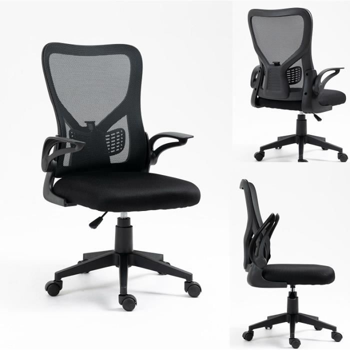YAMASORO Chaise de Bureau avec accoudoirs rabattables pour la Maison,  chaises d'ordinateur avec Rembourrage épais pour Plus de Confo - Cdiscount  Maison