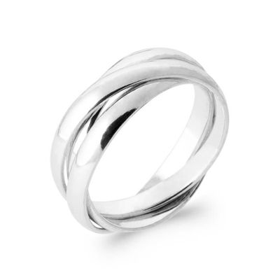 Bague Ancienne En Argent Massif 925 - Taille 58 - Alliance Jonc - Créateur Trio - Occasion