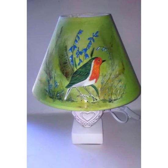 Lampe Chevet Oiseau Rouge Gorge Peint Main Achat Vente Lampe