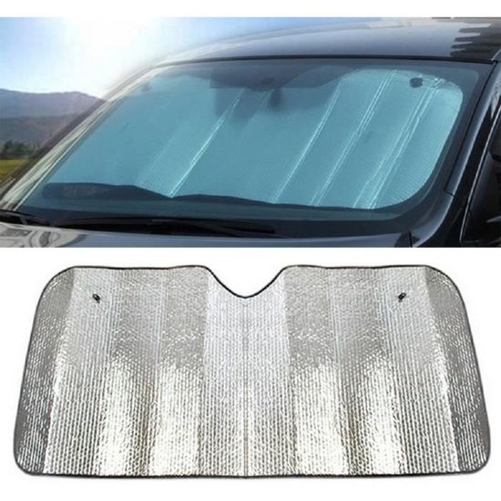 Film Aluminium PEVA Argent feuille pare-soleil voiture pare-brise visière  couverture bloc avant fenêtre UV protéger, taille: 130 * 60 cm