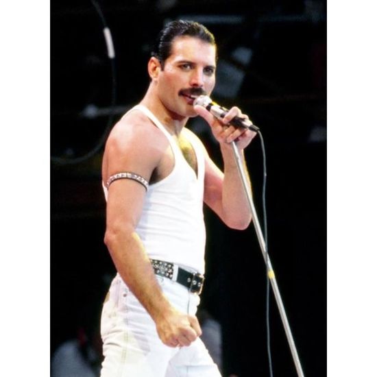 Poster Affiche Freddie Mercury Live-Aid Concert Vetements Blancs 31cm x 42cm