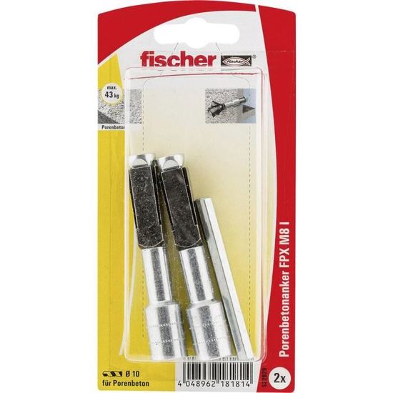 Fischer FPX M 10 I – Cheville D'Ancrage Pour Béton Cellulaire – Acier Inoxydable – 10 Mm – Longueur 75 Mm – ETA Avec Protection Incendie