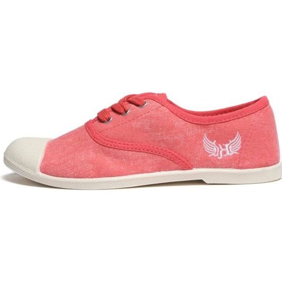 Tennis Basket Basses Kaporal Fily Corail Delave Femme Textile Lacets Confort exceptionnel Corail delave Cdiscount Chaussures