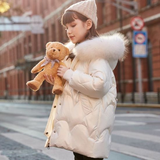 Doudoune Enfant Fille De 6 à 14 ans Chaude Hiver Epaisse avec Capuche  Mi-longue Couleur Unie Blanc - Cdiscount Prêt-à-Porter