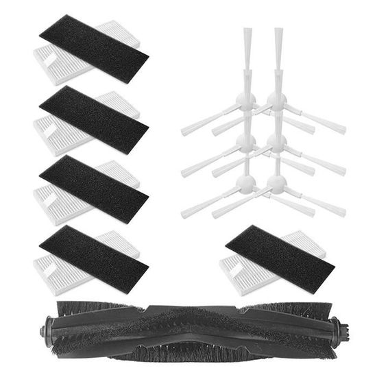 Lot De 8 Pièces : 4 Brosses Latérales + 4 Filtres Pour Aspirateur Robot Venga RVC 3000/3001