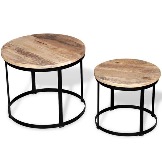 Table basse Bois de manguier brut 70 x 70 x 40 cm Brun - Maison
