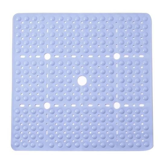 Tapis De Douche Antidérapant Carré 48x48 Cm - Blanc - Avec Ventouses - Lavable En Machine - PVC Anti-moisissure