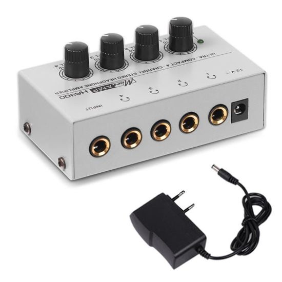 Geieold 6 Canaux Mini Amplificateur Casque HA400 Amplificateur Audio StéRéO Ultra-Compact Ampli éCouteurs pour la Musique