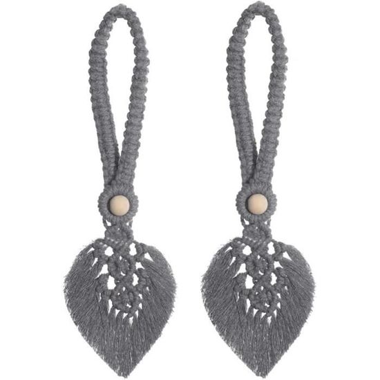 SanKristo 2 Pièces Embrasses Rideaux Fleurs Boho Pivotantes 360° - Beige