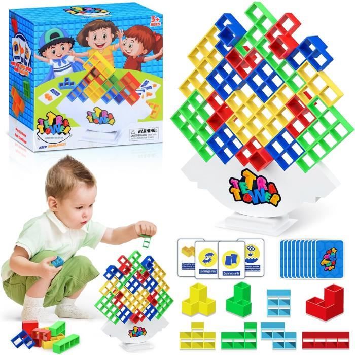 Jacootoys Tour Empilable 54 Pièces Bois Animaux – Jeu Équilibre Enfant 3-8 Ans