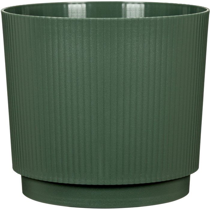 Cache-pot rond - GARDEN ID - Lino - Ø 25 - 7 L - H 22 cm - Vert foncé