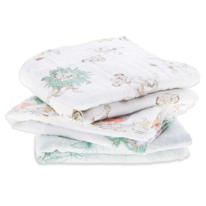 Lot de 3 petits Langes en mousseline de coton LE ROI LION aden + anais