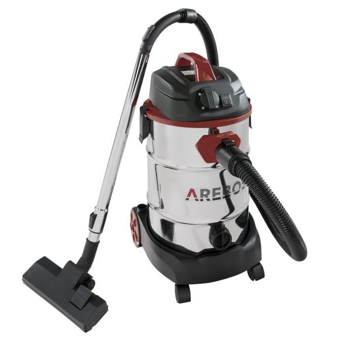 AREBOS Aspirateur Industriel Aspirateur Eau et Poussière Aspirateur Sec et Humide 1600 W 30 L Acier Inoxydable Fonction de soufflage