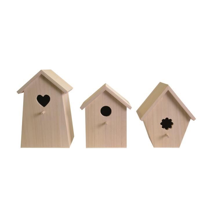 Nichoir à oiseau en bois 3 pièces - Artémio Marron