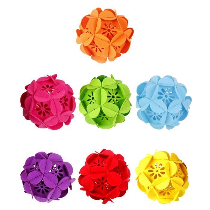 7pcs tissus en feutre boule de fleurs suspendus pendentifs en feutre décoration de fleurs boule de fleurs de Noël (grande taille r