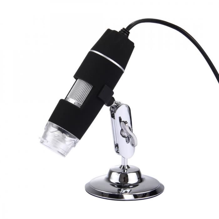 Microscope Optique - Digital Microscope - Microscope noir numérique Zoom x1000 objectif 0.3MP Prise USB Lampe 8 LED & Support
