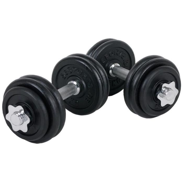 halteres de 30 kg avec 4 x 1,25 kg et 8 x 2,5 kg
