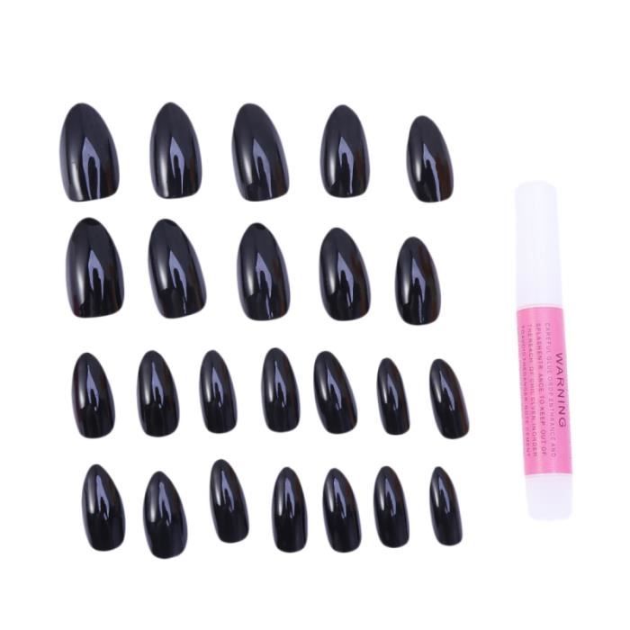 48 pièces noir point décor long mignon art à la mode faux ongles manucure FALSE NAILS - CAPSULE - TIPS - FORM - PROSTHESIS