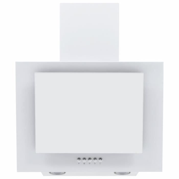 Hotte aspirante murale 60 cm Acier inoxydable et verre trempé Blanc