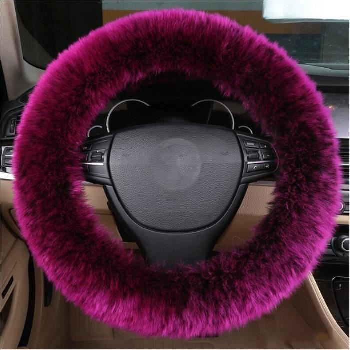 Housse de volant de voiture en fourrure 35 42cm, couverture chaude d'hiver universelle pour HYUNDAI 4