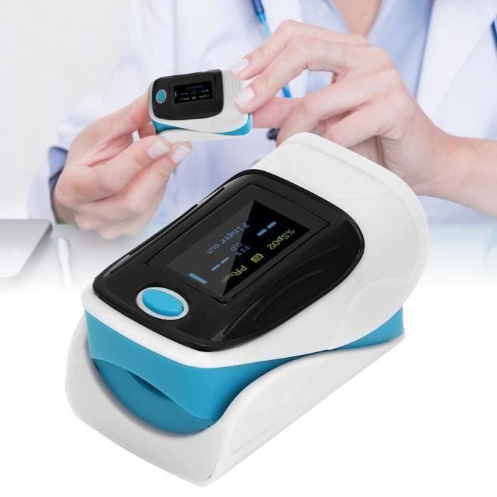 Moniteur de fréquence cardiaque et tensiomètre à pince pour doigt( Bleu)