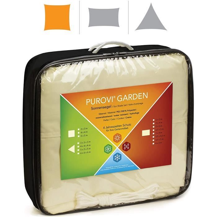 Voile D'Ombrage Carré - Différentes Tailles - Protection Anti-Uv - Pes Imperméable À L'Eau - Taille: 4m X 4m